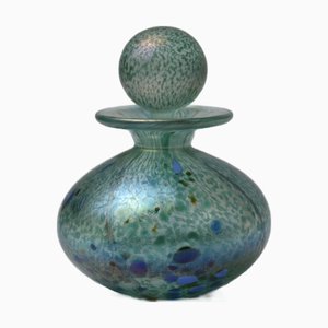 Iridescent Green-Blue Glass Perfume Bottle from Isle of Wight Studio, England, 1970s