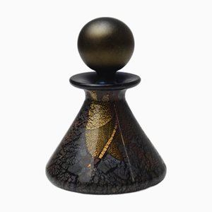 Conical Blown Glass Perfume Bottle in Copper and Gold, 1970s