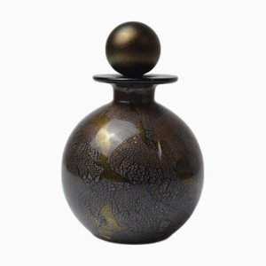 Bouteille de Parfum Conique en Verre Soufflé Noir, Cuivre et Doré de Isle of Wight Studio, 1970s