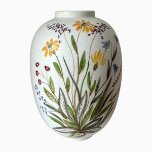 Ceramic Vase with Hand-Painted Wildflowers by Lars Thorén for Rörstrand, 1960s