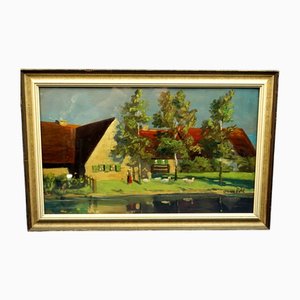 Otto Dill, Paisaje rural, siglo XX, Pintura al óleo sobre cartón