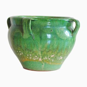 Antique Green Glazed Terracotta Planter, 1890s