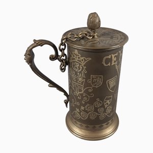 Florentine Medieval Style Pewter Beer Mug, 1950s
