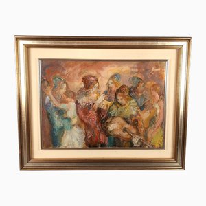 Aldo Dorella, Romantic Characters, 20th Century, Oil on Canvas, Framed