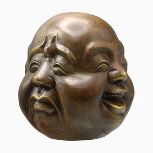 Brass 4-Faced Buddha Head with Markings, 1960s