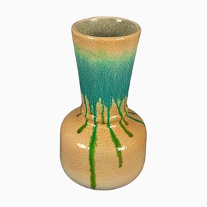 Moderne Keramikvase in Beige, Grün & Blau von Benito Balducci Rimini, 1960er