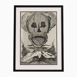 Hans Beers, Vanitas and Female Nus, 1970, Encre de Chine, Encadré