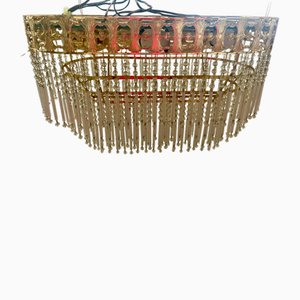 Mid-Century Ceiling Light with Beads and Mirror, 1970s