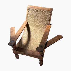 Antique British Woven Back Tea Plantation Chair, 1890s