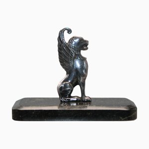 Sphinx en Plaque Argentée sur Socle en Marbre de WMF, 1890s