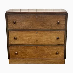 Art Deco Chest of 3 Drawers in Walnut and Rosewood, 1930s
