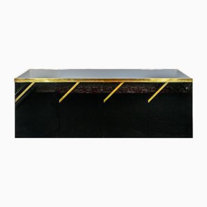 Mid-Century Modern Italian Black Glossy Sideboard, 1970s