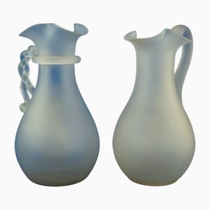 Acid-Treated Blown Crystal Glass Jugs and Carafes from Baccarat, France, 1890s, Set of 2