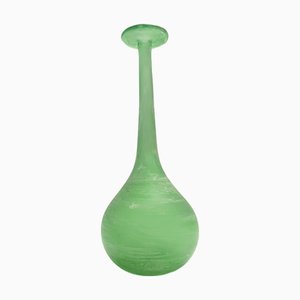 Green Blown Scavo Glass Tulip Vase attributed to Cenedese, Italy, 1960s