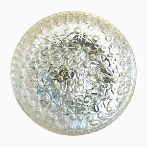 Large Round Glass Ceiling or Wall Flush Mount Light in the style of Helena Tynell, 1970s