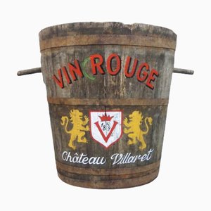 Antique French Oak Grape Hod with Iron Banding and Painted Decoration, 1920s
