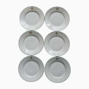 Monogrammed Porcelain Plates from Limoges, 1960s, Set of 6