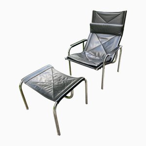 Set aus Bauhaus Club Chair & Ottoman von Hans Eichenberger für Strässle, 2000er