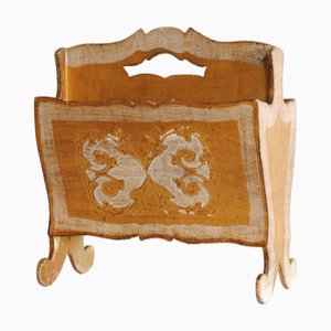 Porte-Revues Florentine Vintage en Bois, 1950s
