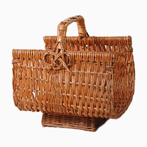 Rattan Log Basket, 1970s