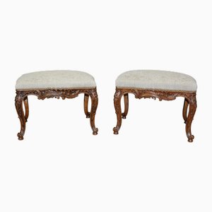 Louis XV Walnut Stools, 1890s, Set of 2