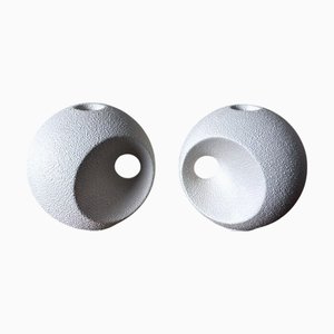Bougeoirs en Céramique Vernie Blanche par Roberto Rigon pour Bertoncello, 1965, Set de 2