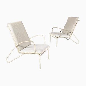 Italienische Mid-Century Outdoor Sessel in Weiß & Azurblau, 1960er, 2er Set