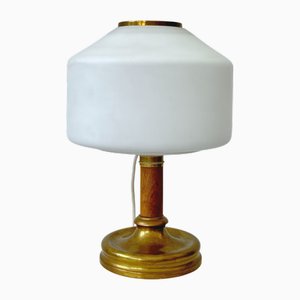 Lampada da tavolo in quercia e vetro, Svezia, anni '20