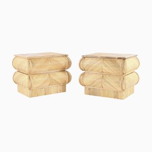 Rattan Bedside Tables, Set of 2