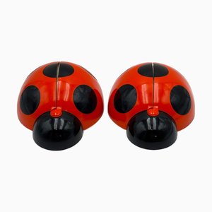Vintage Orange Lucinelle Ladybug Wall Lamps by Vitrac, 1970s, Set of 2