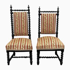 Napoleon III Chairs in Turned and Blackened Wood, Late 19th Century, Set of 2