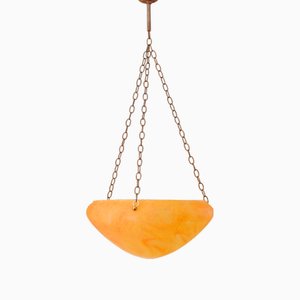 Art Nouveau Orange Glass Pendant Lamp, 1920s