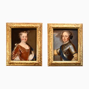 Atelier of Pierre Gobert, Louis XV King of France & Maria Leszczynska, 18th Century, Oil on Canvases, Framed, Set of 2