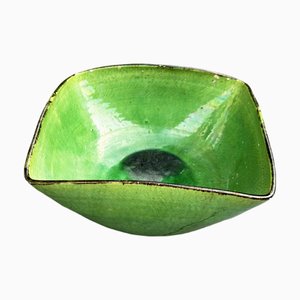 Antique Green French Square Bowl, 1890s