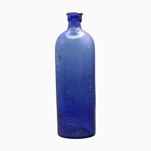 Victorian Cobalt Blue Glass Medicine Bottle by Francis Clarkes, 19th Century