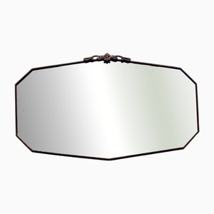 Large Antique Beveled Mirror in Dark Wood, 1970s