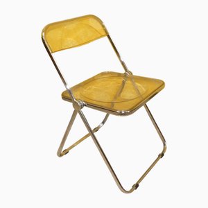 Sedia pieghevole Plia in plastica gialla trasparente di Giancarlo Piretti per Castelli/Anonima Castelli, anni '70