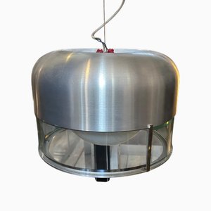 Space Age Steel and Glass Pendant attributed to Pia Guidetti Crippa for Lumi Milano, 1970s