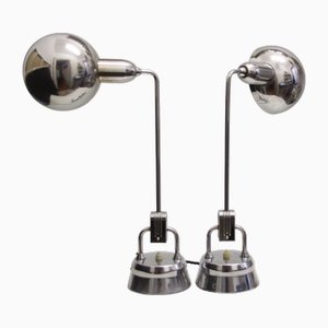 Lámparas de escritorio francesas Art Déco de metal de Charlotte Perriand para Jumo, años 40. Juego de 2