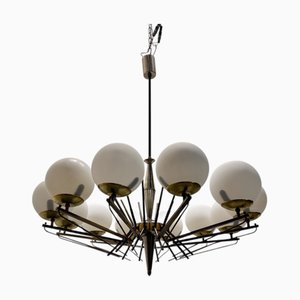 Large Sputnik Bronze and Glass Chandelier, 1960s