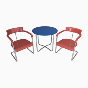 Juego de asientos vanguardistas funcionalistas de Jindřich Halabala para Up Závody, años 30. Juego de 3