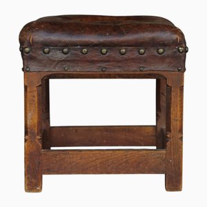 Otomana pequeña de cuero de Gordon Russell para Russell & Sons, años 20