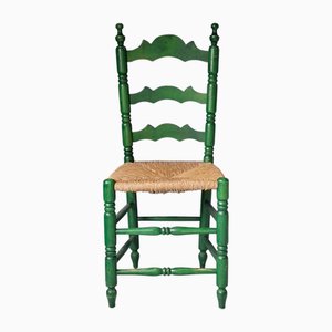 Chaise Knob Verte avec Siège Rush, 1970s