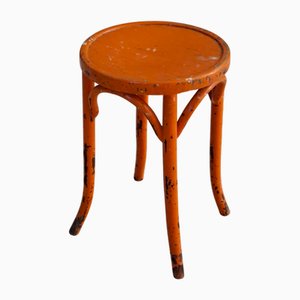 Tabouret Orange en Bois Courbé, 1950s