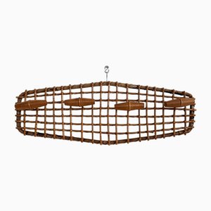 Perchero o perchero italiano de bambú y ratán, años 70