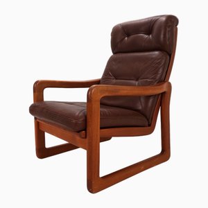 Teak and Leather Lounge Chair from EMC, 1960s