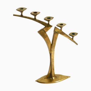 Grand Bougeoir Brutaliste Mid-Century en Laiton, 1950s