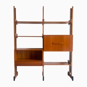 Librería italiana vintage de teca, años 60