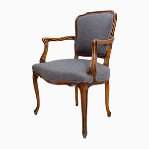 Louis XV Style Lounge Chair in Mouse Grey Felt Fabric