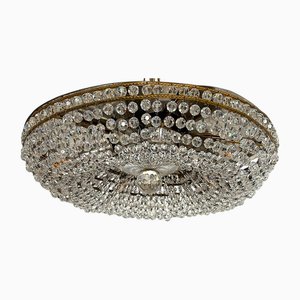 Brass and Lead Crystal Ceiling Lamp from Palwa, 1960s